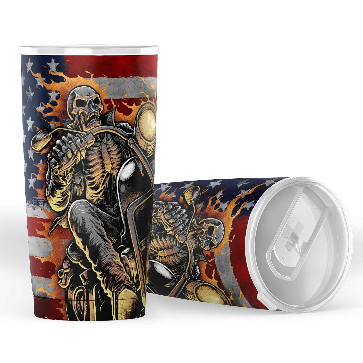20oz Tumbler - AOP - American Ghost Biker Premium 20oz Tumbler