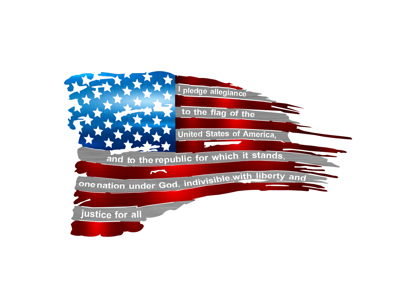 Tattered Flag - Pledge of Allegiance Metal Wall Art (USA Made)