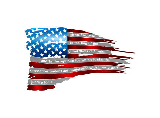 Tattered Flag - Pledge of Allegiance Metal Wall Art (USA Made)