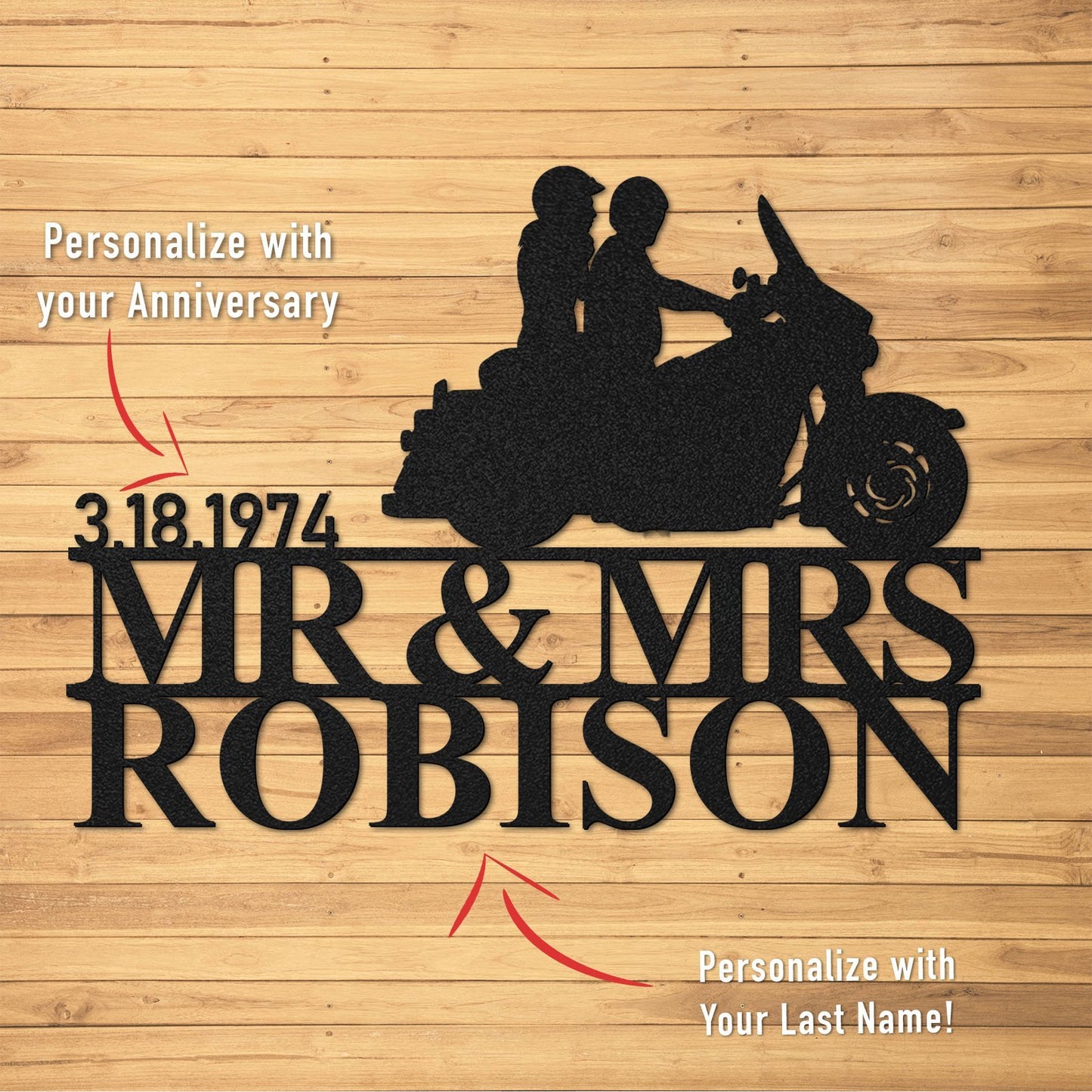 PERSONALIZED Biker Couple Metal Wall Art (🇺🇸Made In The USA)