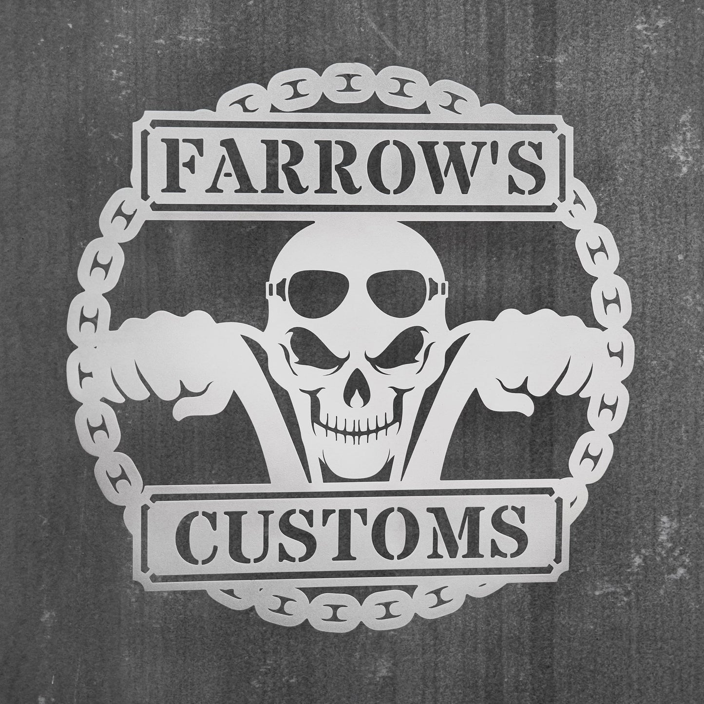 Metal Wall Art - PERSONALIZED Biker Skull Garage Metal Sign (