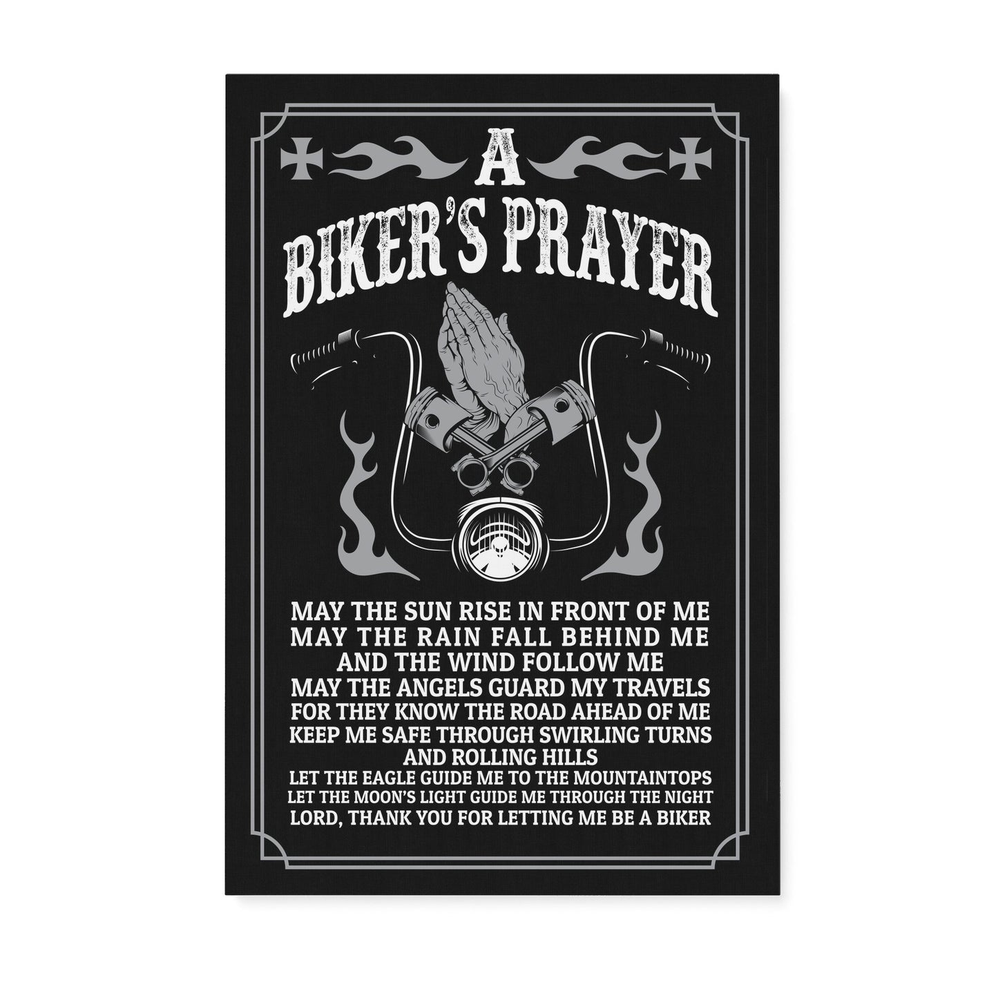 Biker Prayer Premium Wall Canvas