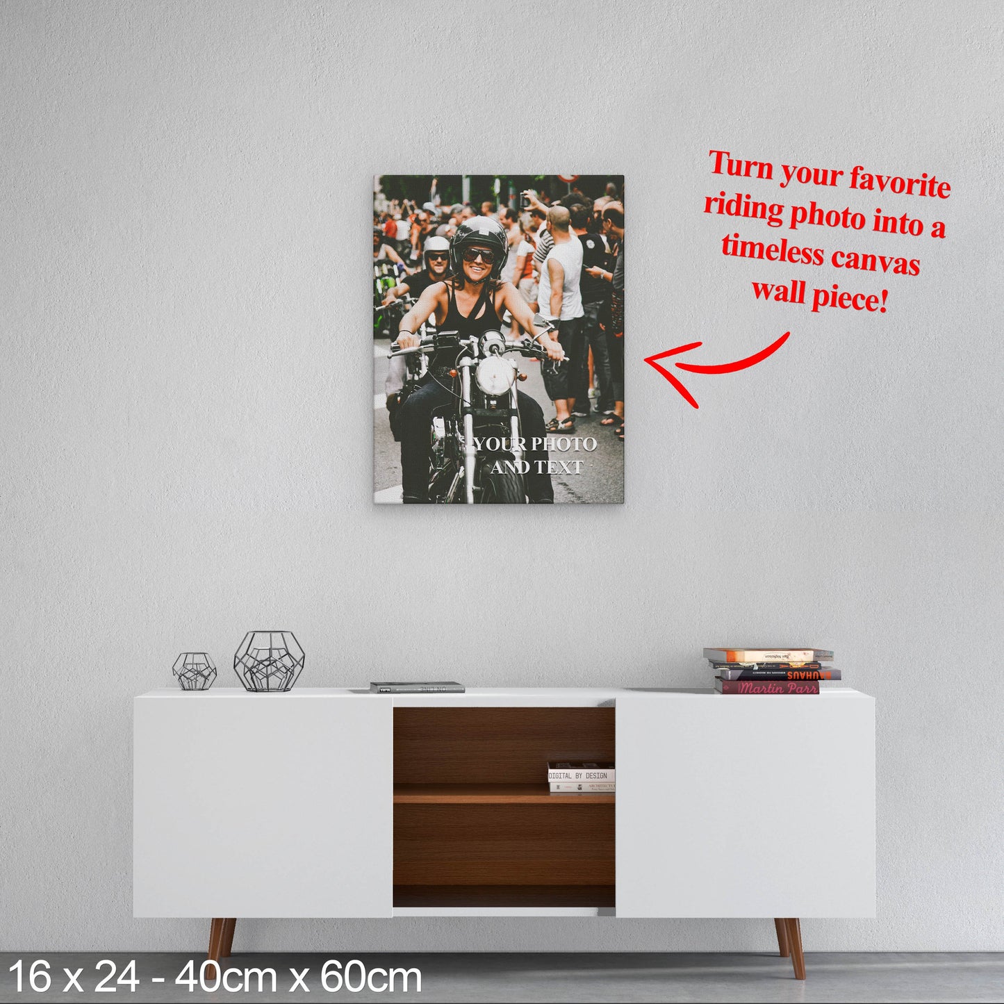 Custom Biker Photo & Text Portrait Matte Canvas