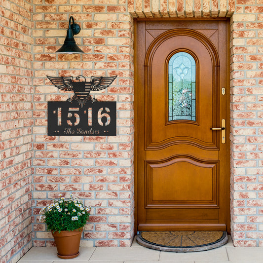 Eagle American House Number Metal Sign