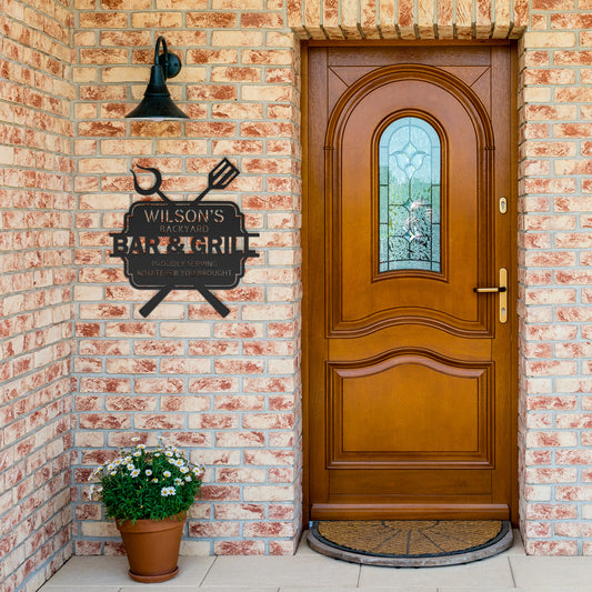 Personalized Bar & Grill Metal Sign