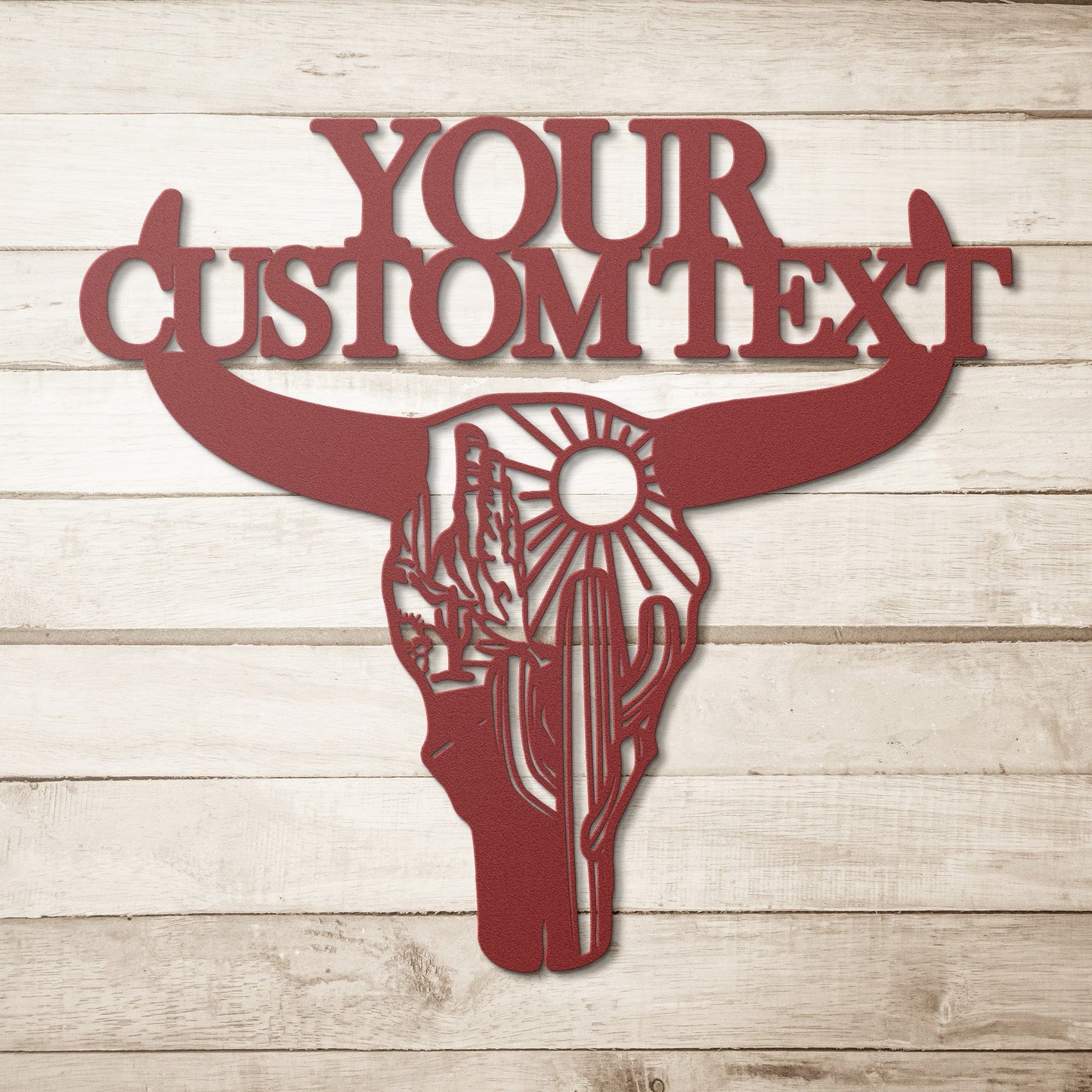 Personalized Cow Skull Metal Sign