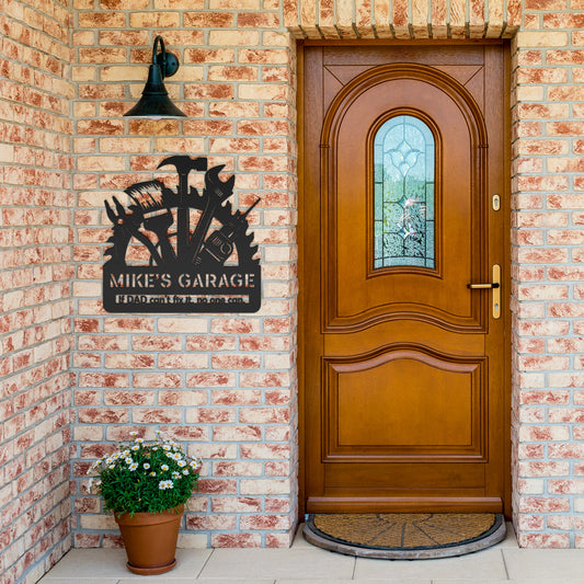 Personalized Dad's Tools Garage Metal Sign