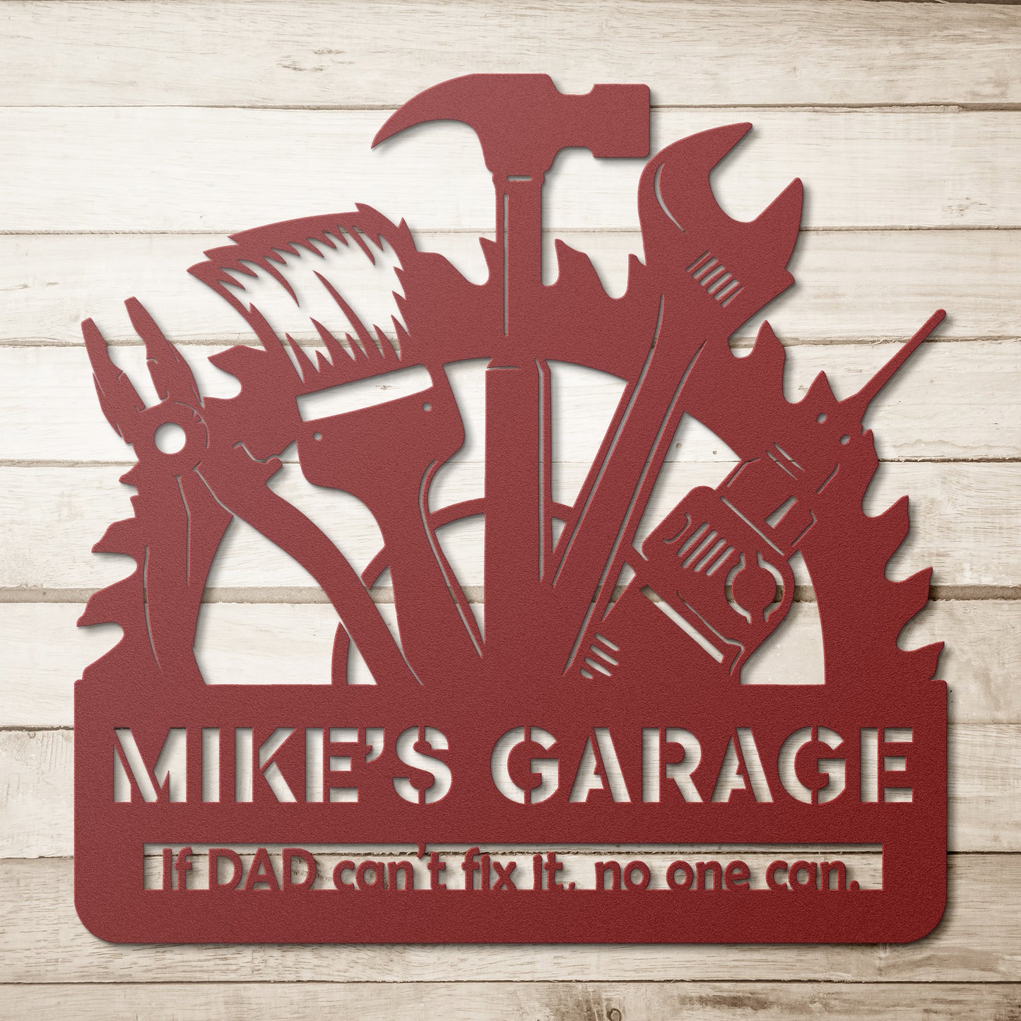 Personalized Dad's Tools Garage Metal Sign