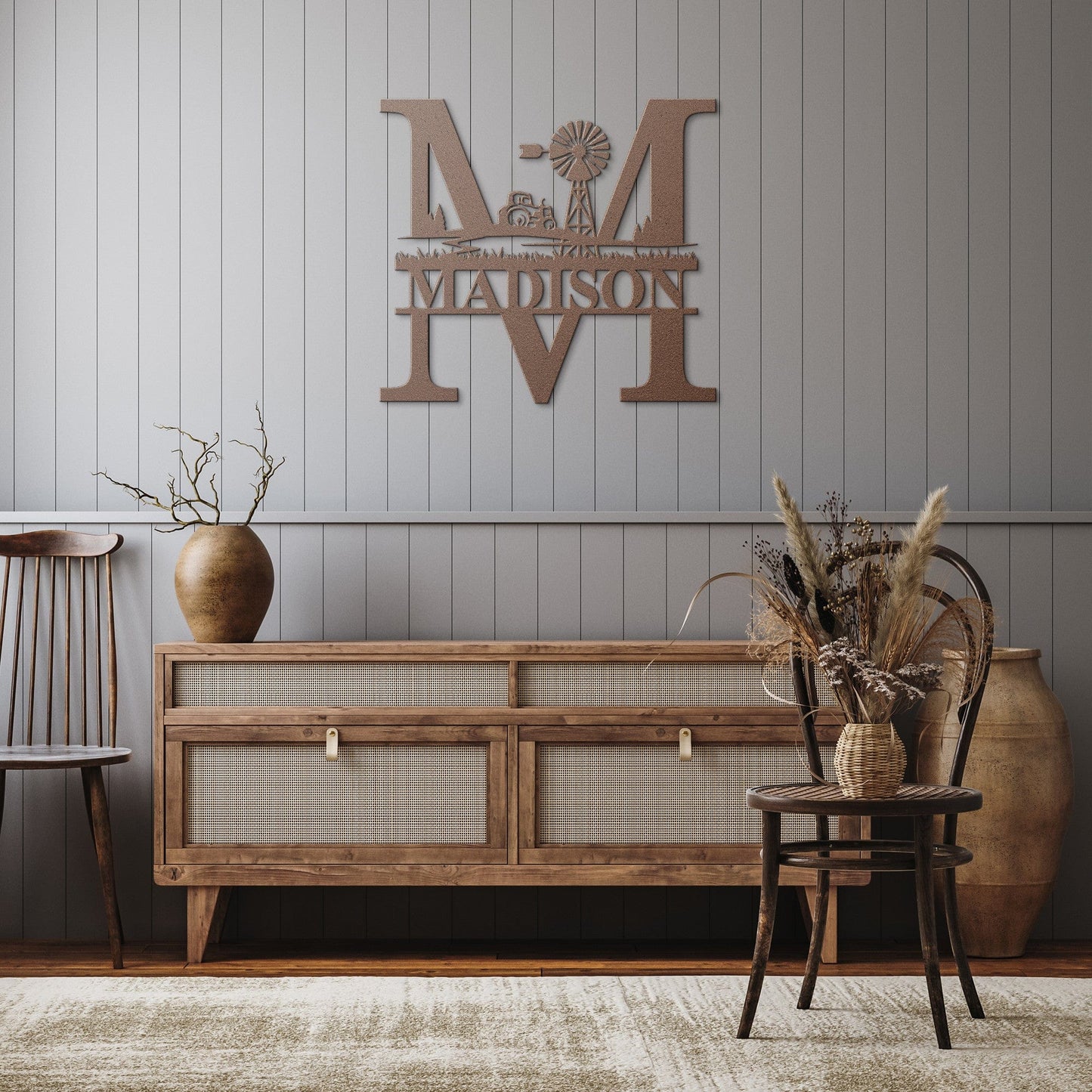 Welcome Farmhouse Monogram Last Name Outdoor Metal Sign
