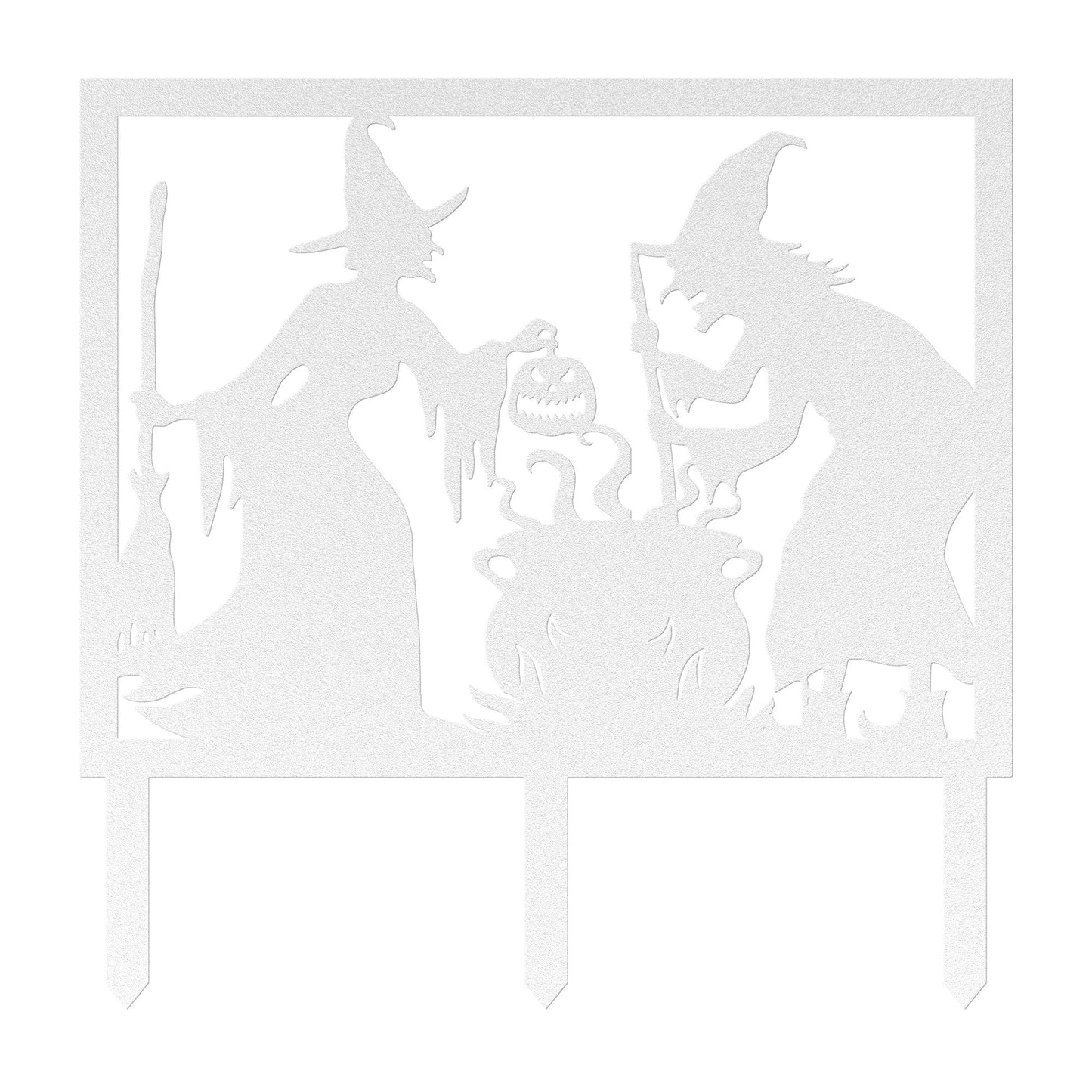 Witches with Cauldron Metal Yard Stake