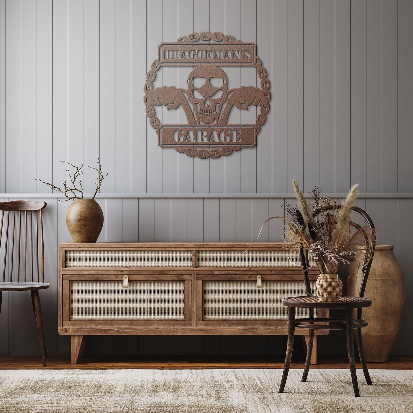Skull Garage Metal Wall Art