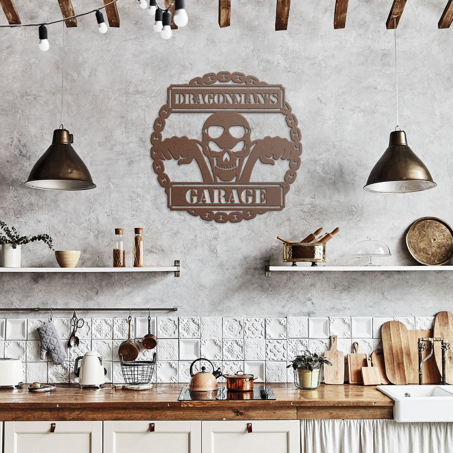 Skull Garage Metal Wall Art