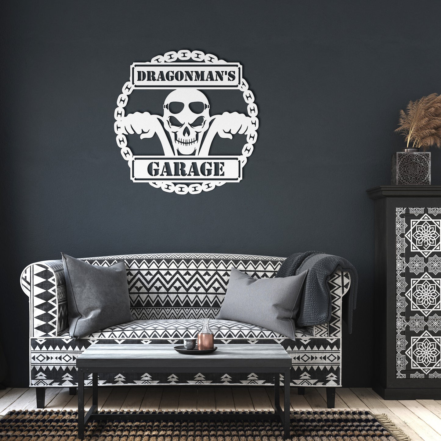 Skull Garage Metal Wall Art