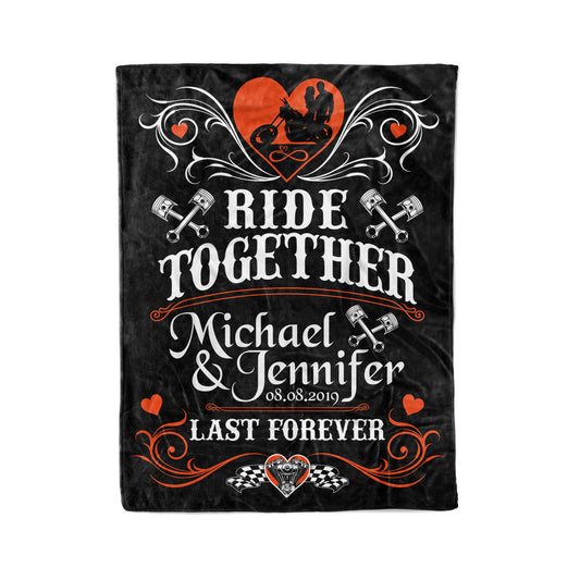 Personalized Ride Together Last Forever Premium Blanket