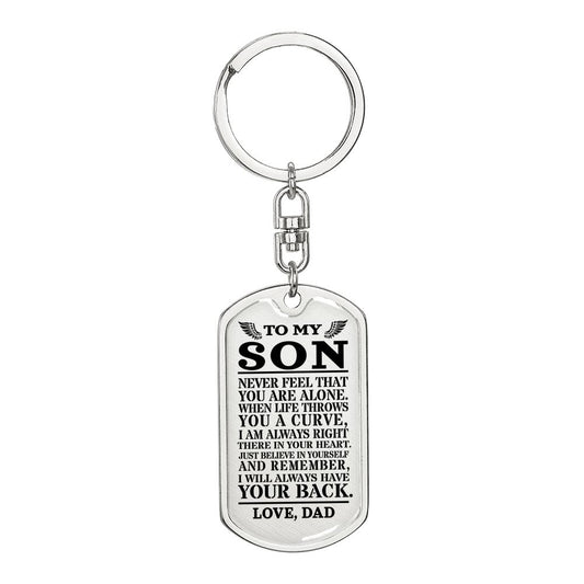 Always With You Son Dog Tag Key Chain