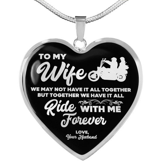 To My Wife, Ride With Me Heart Necklace