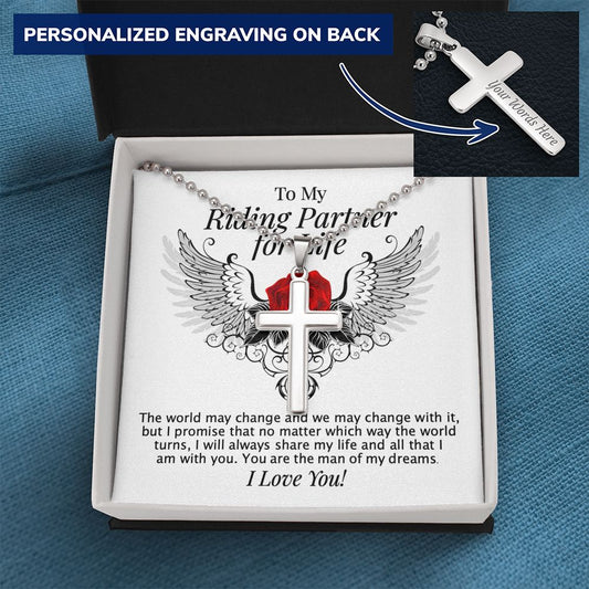 Riding Partner For Life Cross Necklace