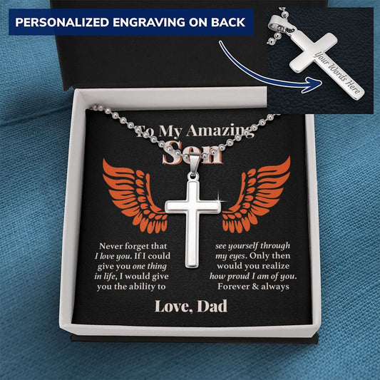 Proud Father Son Cross Necklace