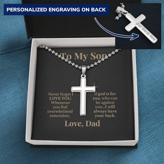 To My Son Love Dad Cross Necklace