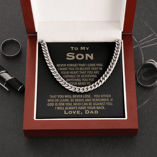 To My Son Love Dad God Is For You Chain Necklace