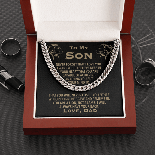 To My Son Love Dad Lion Chain Necklace