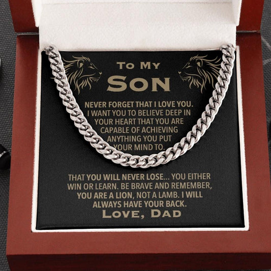 To My Son Love Dad Lion Chain Necklace