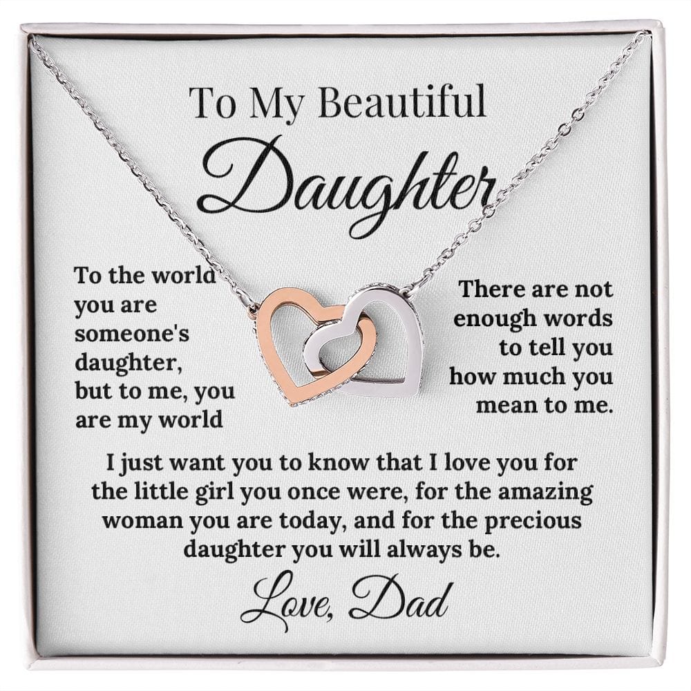 My Daughter My World Interlocked Hearts Necklace