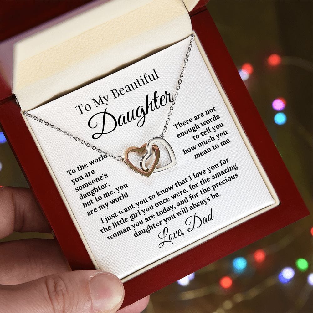 My Daughter My World Interlocked Hearts Necklace