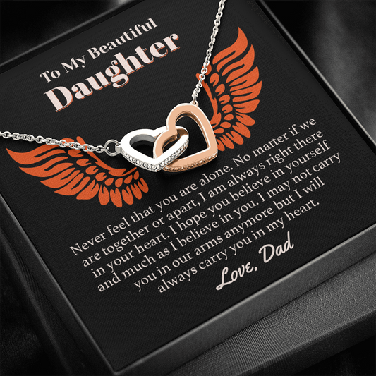 Daughter Always With You Interlocking Hearts Necklace
