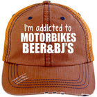 Hats - Motorbikes, Beer & Bj's -  Distressed Unstructured Trucker Cap