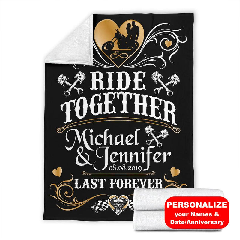 PERSONALIZED Ride Together Last Forever Premium Fleece Blanket