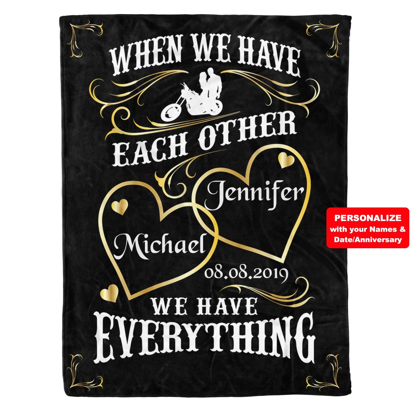 PERSONALIZED We Have Everything Biker Couple Blanket