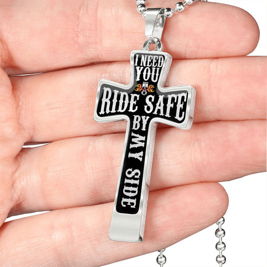 Ride Safe - Biker Cross - Ball Chain Necklace