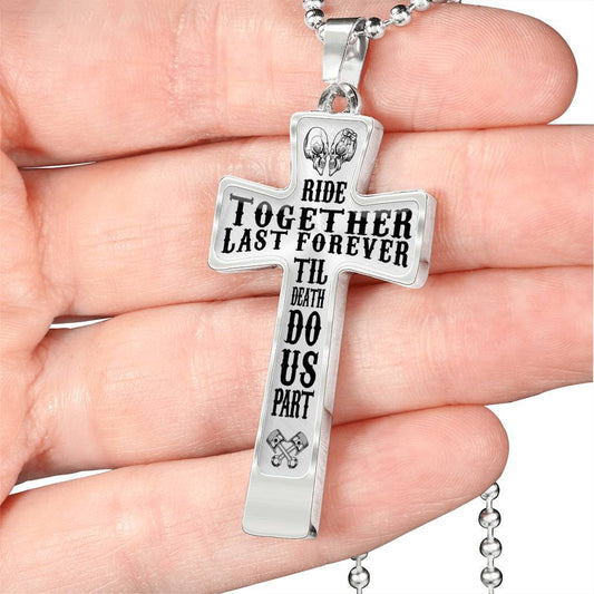 Jewelry - Ride Together Last Forever Biker Cross Necklace 