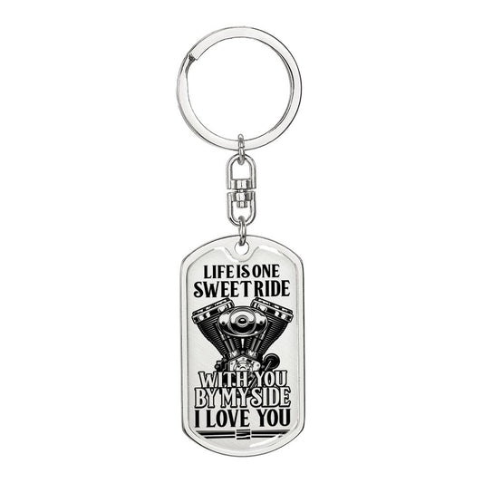 Jewelry - Sweet Ride Biker Love Dog Tag Keychain