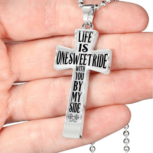 Jewelry - Sweet Ride With You By My Side Biker Cross Necklace 