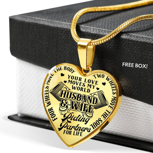 Jewelry - Your Love Moves My World Biker Love Heart Necklace 
