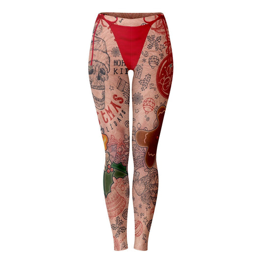 Leggings - AOP - Funny Biker Chick Christmas Leggings