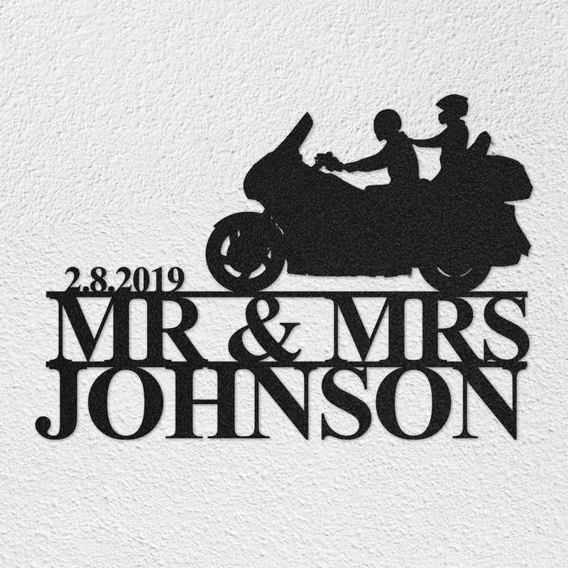 Biker Couple PERSONALIZED Metal Wall Art (🇺🇸Made In The USA)