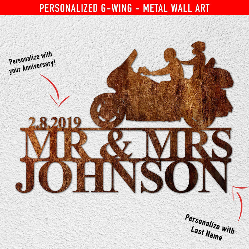 Biker Couple PERSONALIZED Metal Wall Art (🇺🇸Made In The USA)