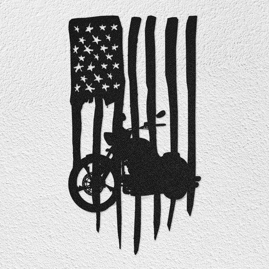 Biker Patriot American Flag Metal Wall Art (🇺🇸Made In The USA)