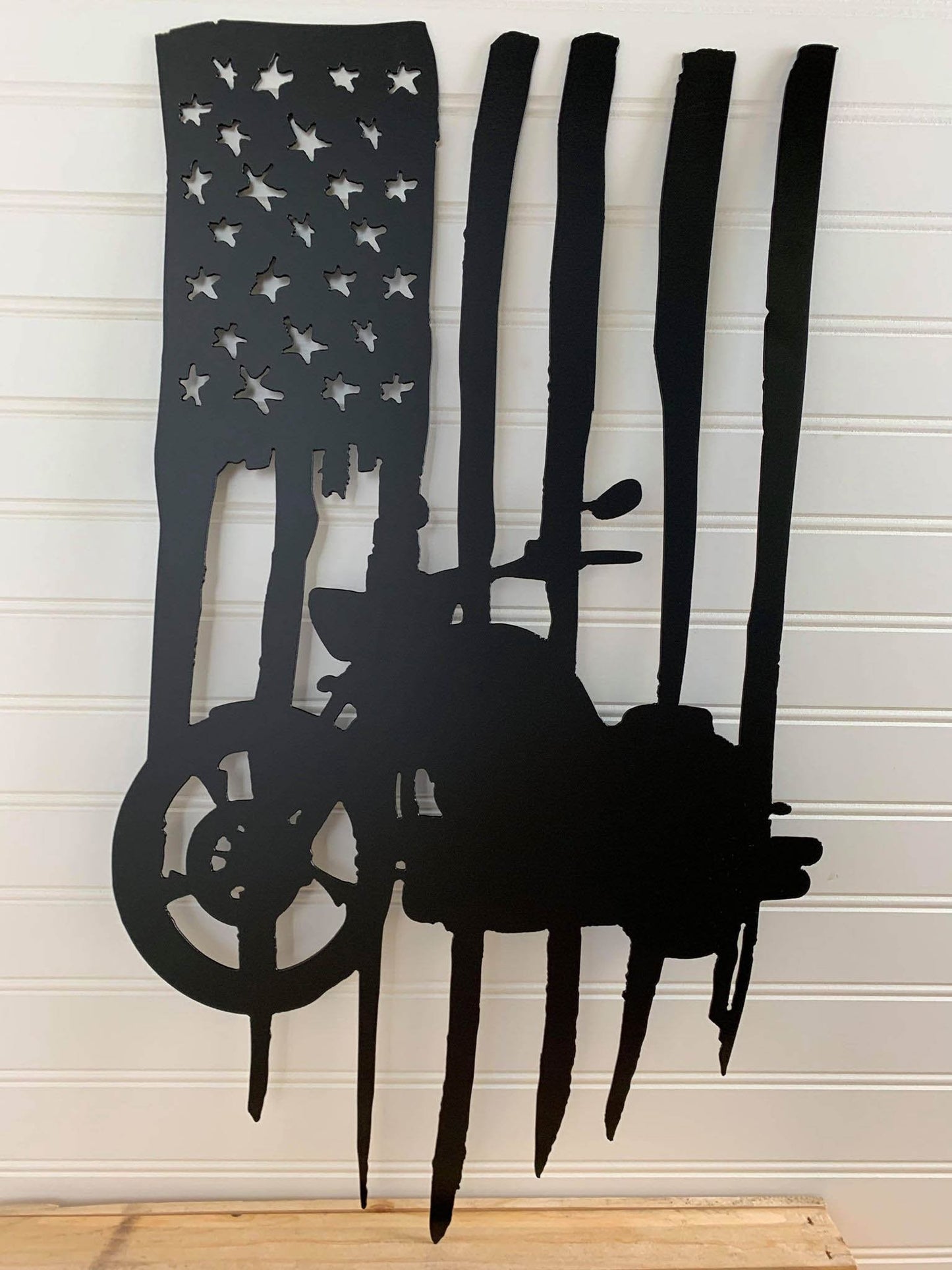 Biker Patriot American Flag Metal Wall Art (🇺🇸Made In The USA)