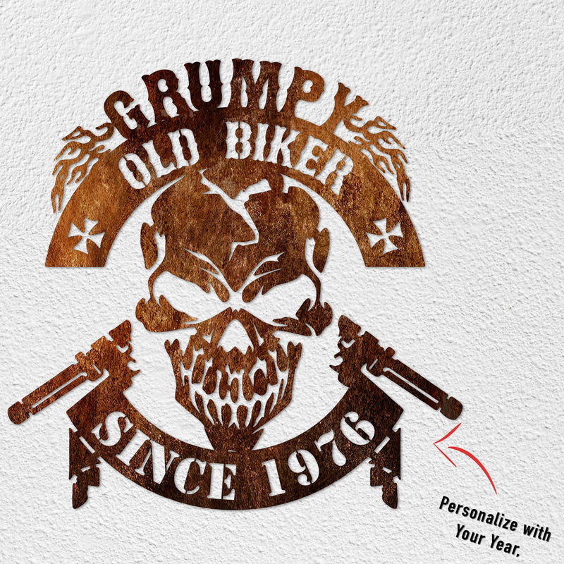 Grumpy Old Biker Metal Art  (🇺🇸Made In The USA)