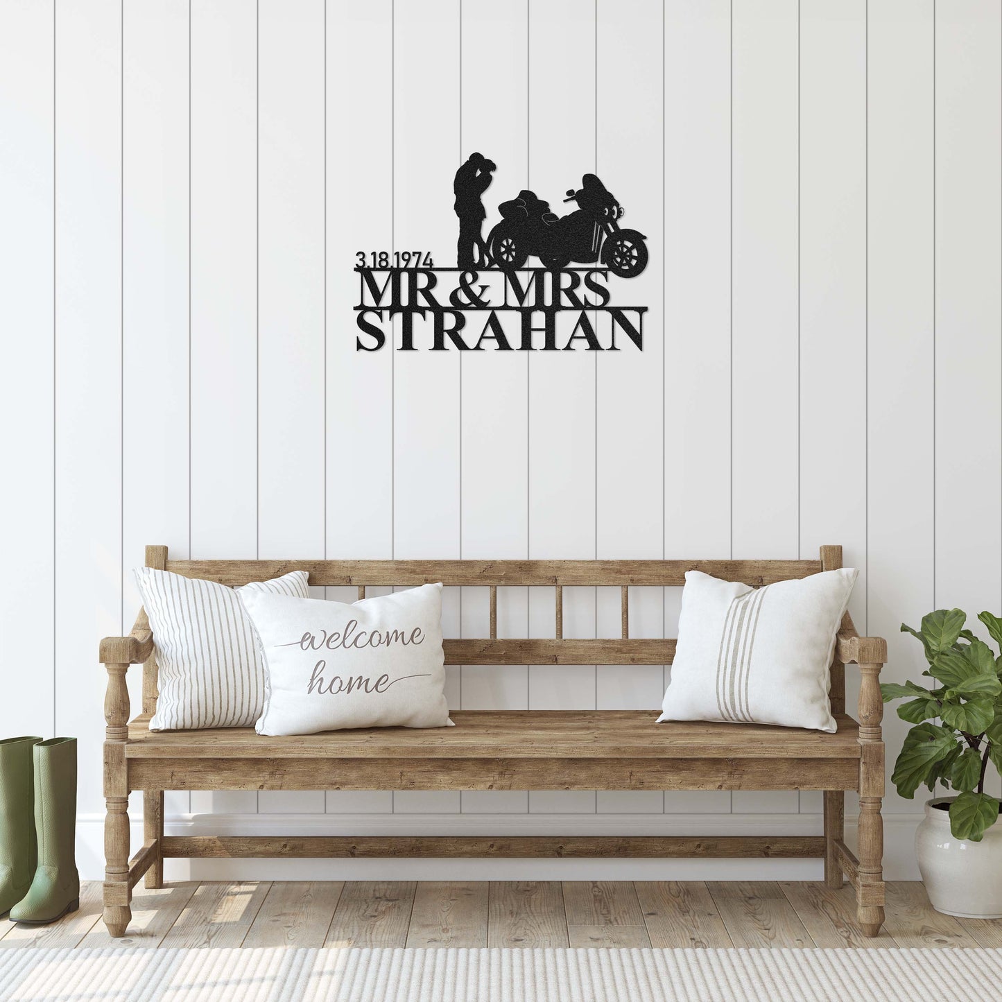 PERSONALIZED Biker Couple (3 Wheel) Metal Wall Art (🇺🇸Made In The USA)