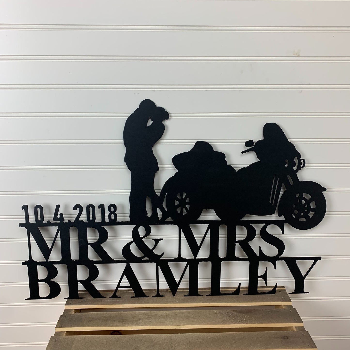 PERSONALIZED Biker Couple (3 Wheel) Metal Wall Art (🇺🇸Made In The USA)