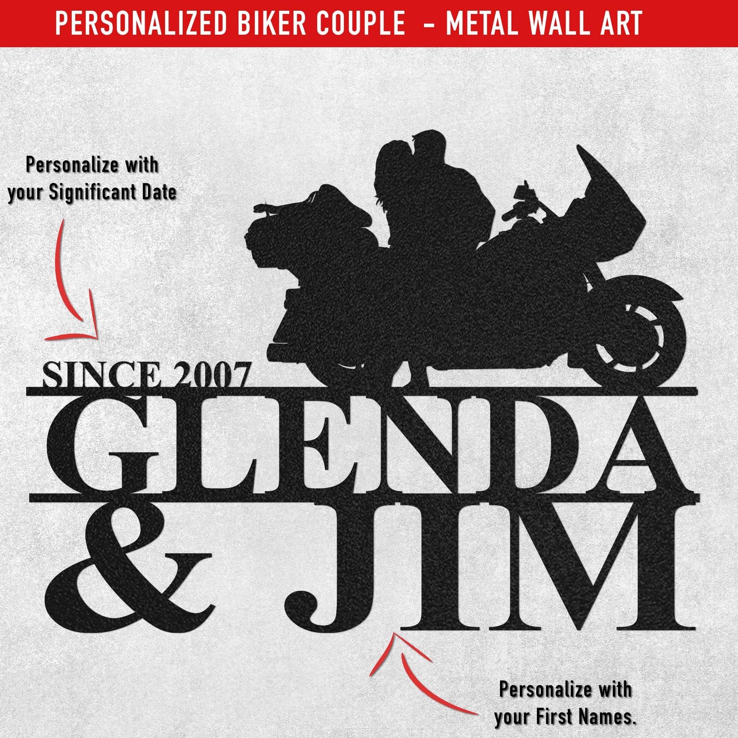 PERSONALIZED Biker Couple - Metal Wall Art (🇺🇸Made In The USA)
