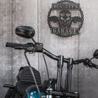 Metal Wall Art - PERSONALIZED Biker Skull Garage Metal Sign (