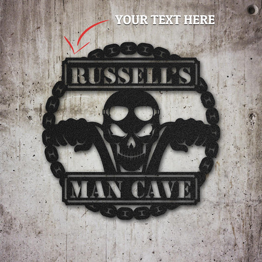 PERSONALIZED Biker Skull Man Cave Metal Sign (🇺🇸USA Made)