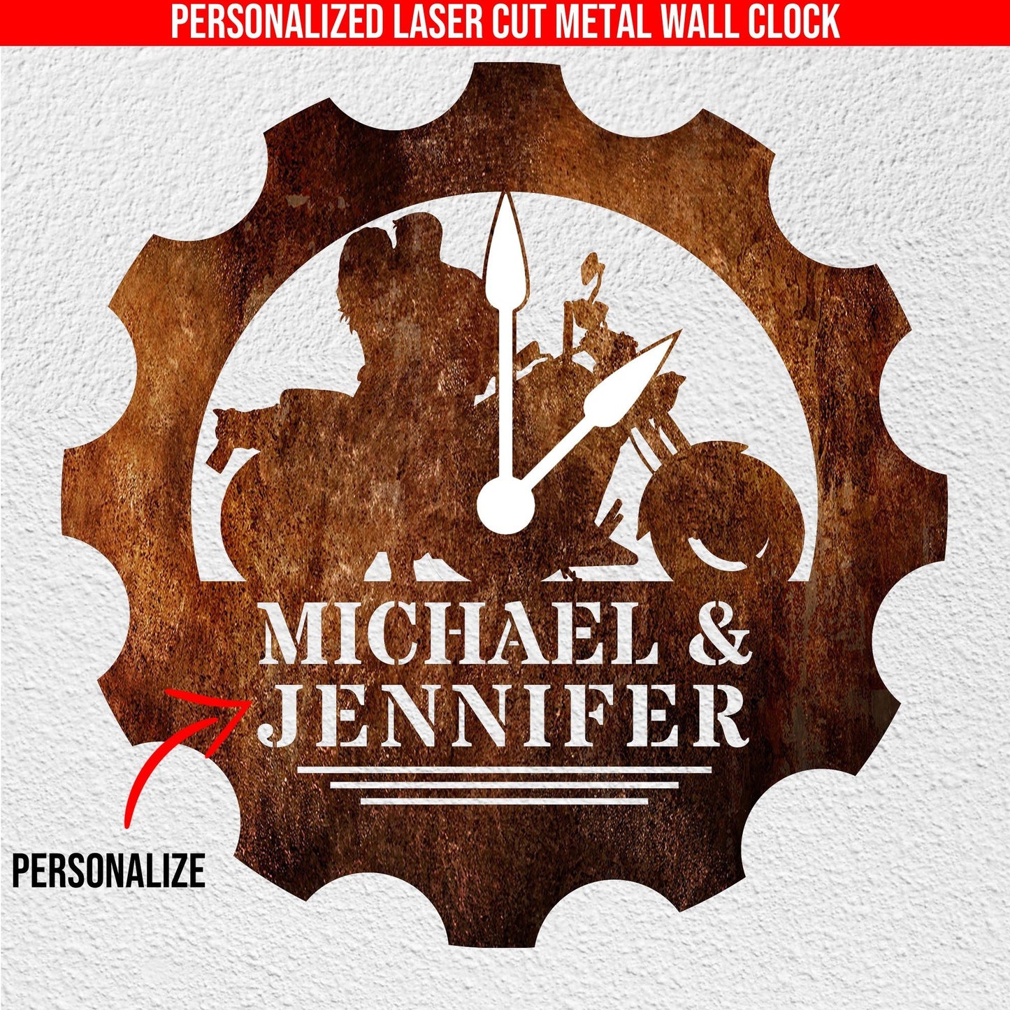 PERSONALIZED Biker Metal Wall Clock (🇺🇸USA Made)