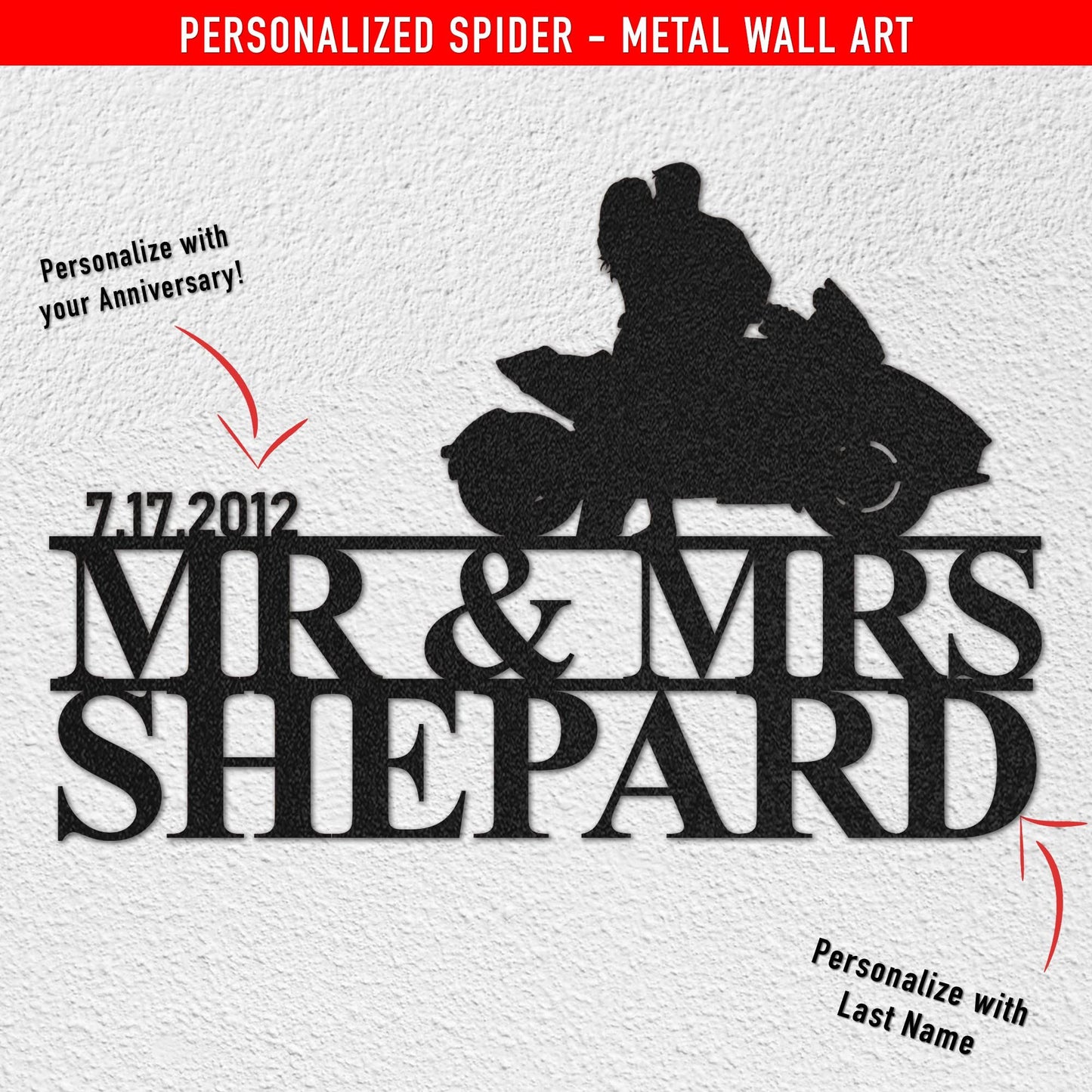 Spyder Married Couple - PERSONALIZED Metal Wall Art (🇺🇸Made In The USA) - Original